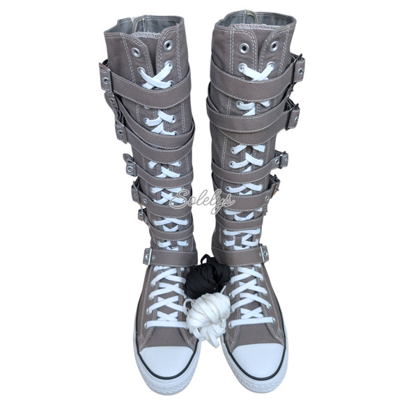 Converse 2012 XXHI 7 Strap Buckle Zipper Knee High Sneaker Boot M9.5 W11.5 RARE - Picture 2 of 14